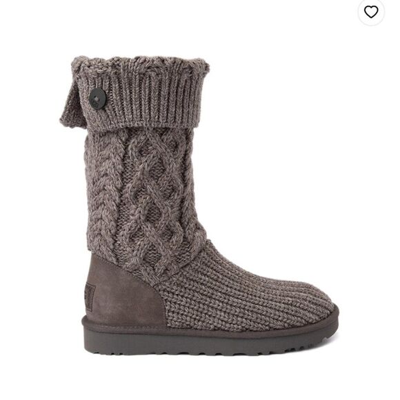 Womens UGG® Classic Cardi Cabled Knit Boot - Gray Size 9 - Picture 1 of 13